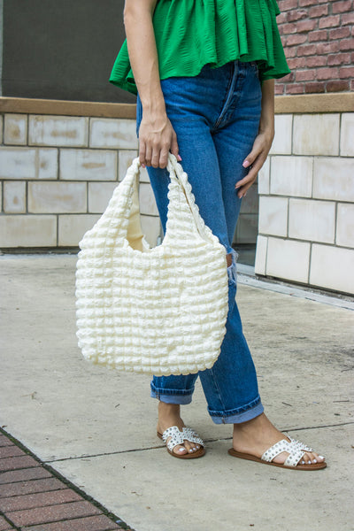 Bubble Bags, Boho Bags, Textured Bags, Travel Bags, Diaper Bags, Fashion Bags, Urban Bliss Boutique, Boutiques In Waco, Boutique Shopping In Waco, Downtown Waco Boutiques, Waco Boutiques, Magnolia Waco, Baylor Boutiques, Baylor Bears, Online Boutiques, Texas Boutiques, Cream Bags